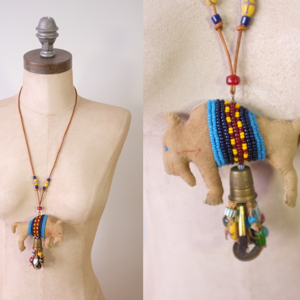 vintage spirit animal necklace | Bison necklace